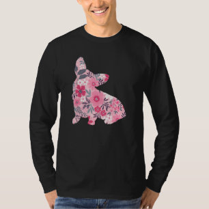Cute Corgi Owner Flower Floral Silhouette Dog Bree T-Shirt