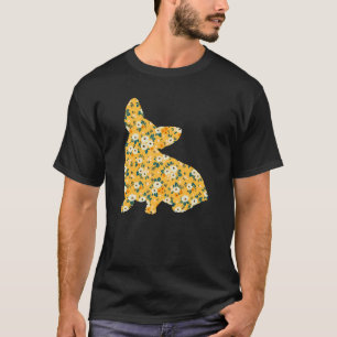 Cute Corgi Owner Flower Floral Silhouette Dog Bree T-Shirt