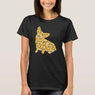 Cute Corgi Owner Flower Floral Silhouette Dog Bree T-Shirt
