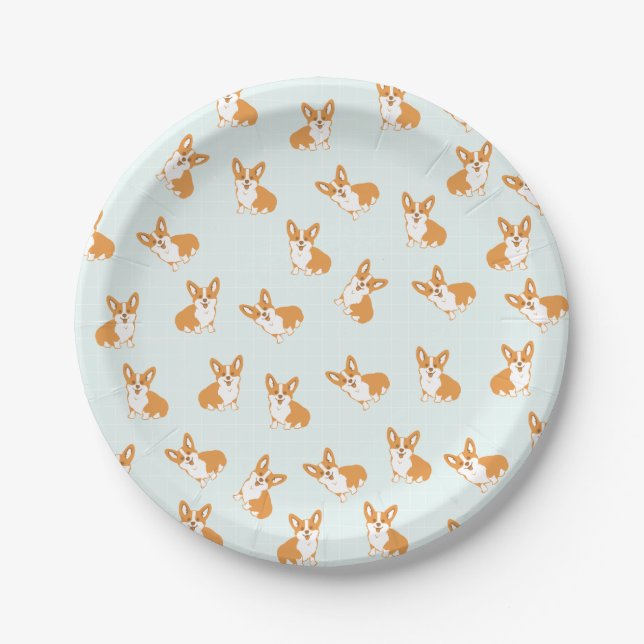 Cute Corgi Paper Plates (Front)
