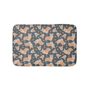 Cute Corgi Pattern Bath Mat