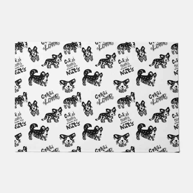 Cute Corgi Pattern Doormat (Front)