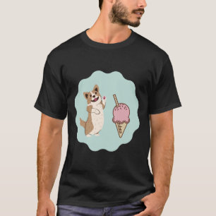 Cute Corgi Pattern With Ice Cream T-Shirt