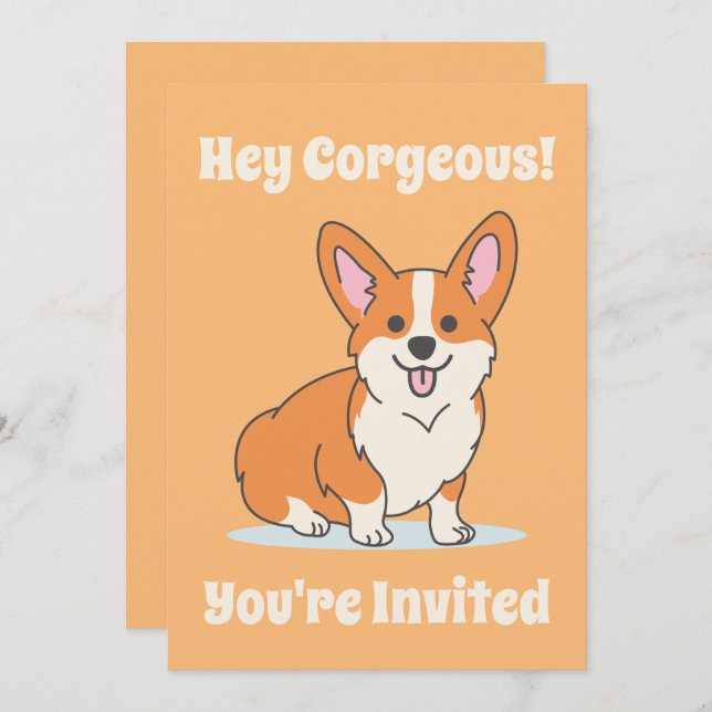 Cute Corgi Personalised Party Invitation (Front/Back)