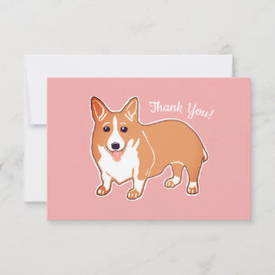 Cute Corgi Pink Custom Flat Thank You Card
