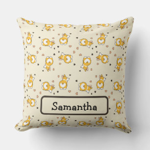 Cute corgi pink pattern cushion