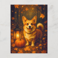 Cute Corgi Pumpkin Happy Thanksgiving Postcard