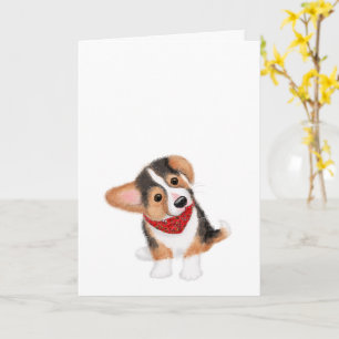 Cute corgi puppy blank card