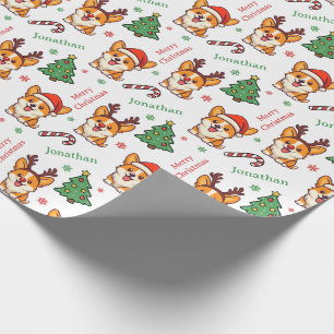 Cute Corgi Puppy Christmas Tree Holidays Wrapping Paper