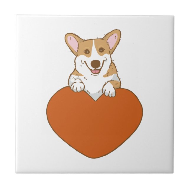 Cute Corgi Puppy Dog Ceramic Tile (Front)