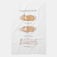Cute corgi puppy guide to splooting tea towel