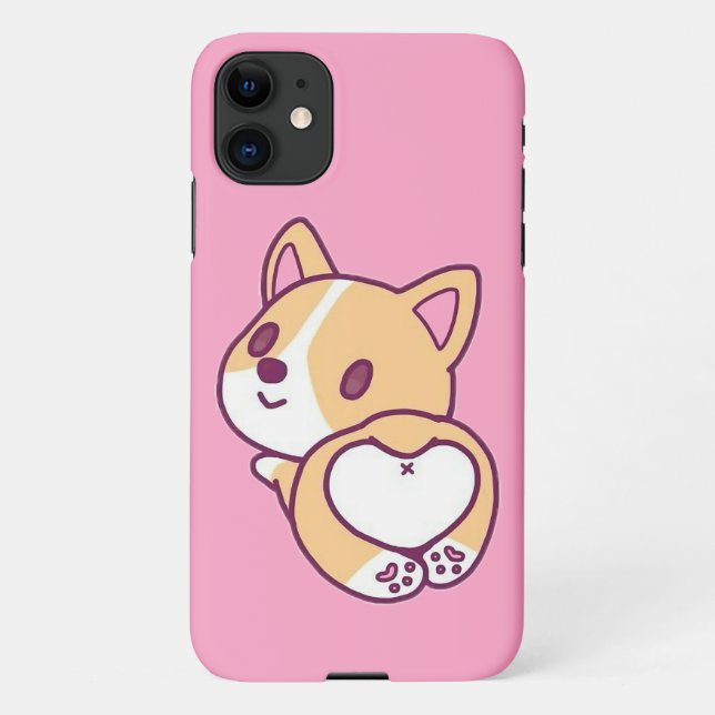 Cute Corgi Puppy Love iPhone Case (Back)