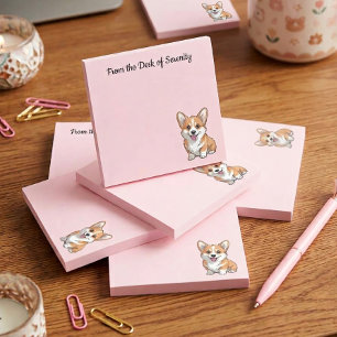 Cute Corgi Puppy Mum Pink Cartoon Dog Lover Post-it Notes