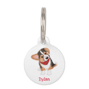 Cute corgi puppy personalized pet tag
