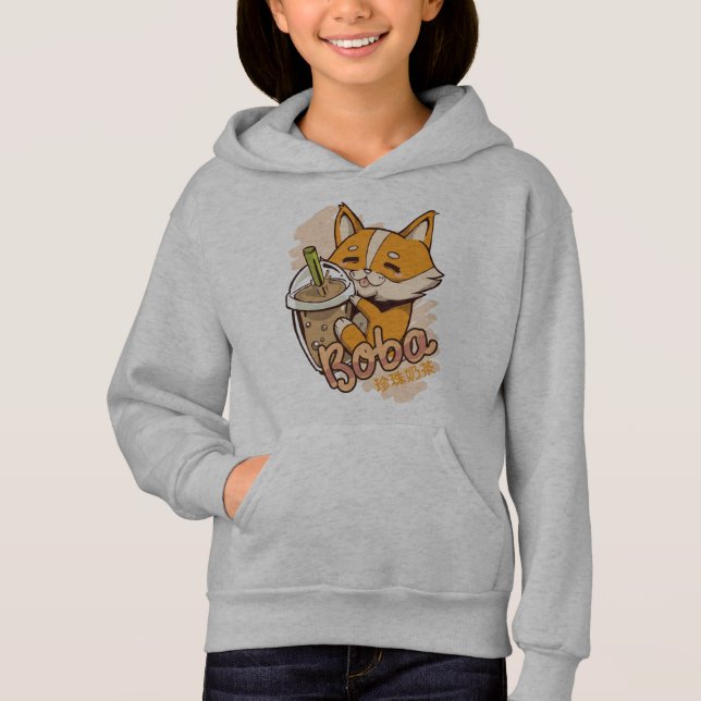 Cute Corgi Puppy with Bubble Tea (Front)