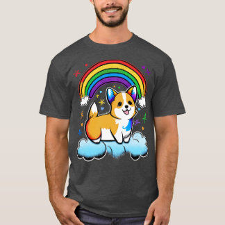 Cute Corgi Rainbow Cloud Kawaii Animals Dog Lover T-Shirt