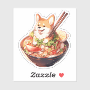 Cute Corgi Ramen Custom-Cut Vinyl Stickers
