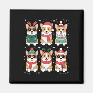 Cute Corgi Santa Hat Christmas Magnet