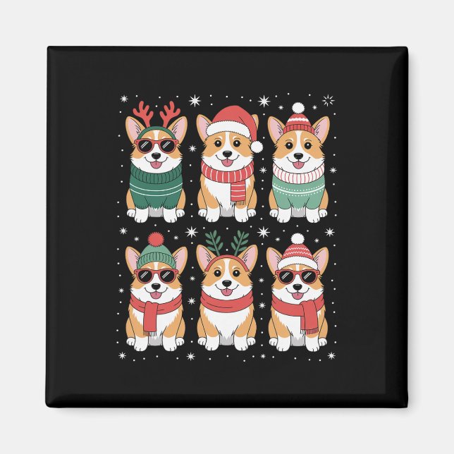 Cute Corgi Santa Hat Christmas  Magnet (Front)