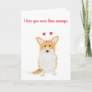 Cute corgi 'sausages' Valentine's card