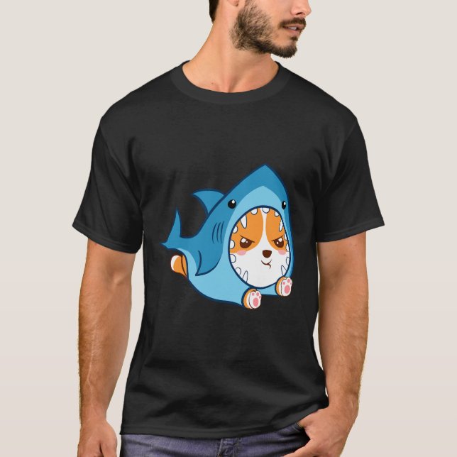 Cute Corgi Shark T-Shirt (Front)