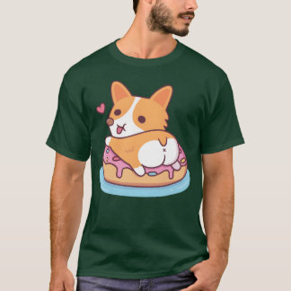 Cute Corgi Showing Booty On Donut Pool Float girl T-Shirt
