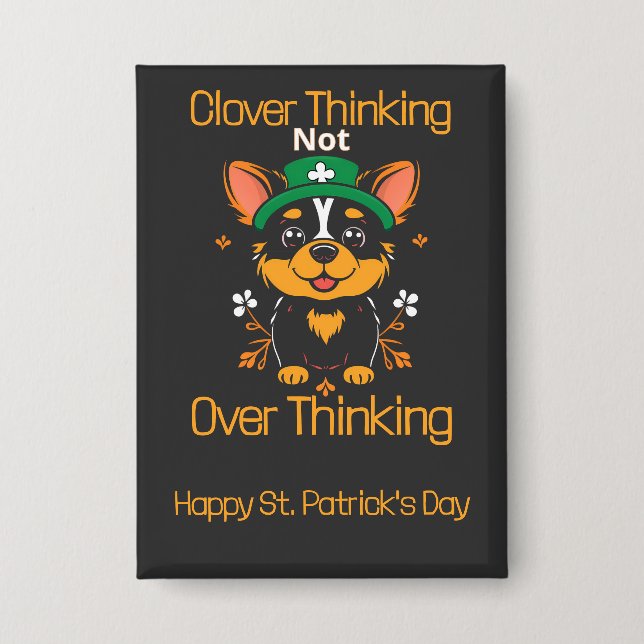 Cute Corgi St. Patrick’s Day Button (Front)