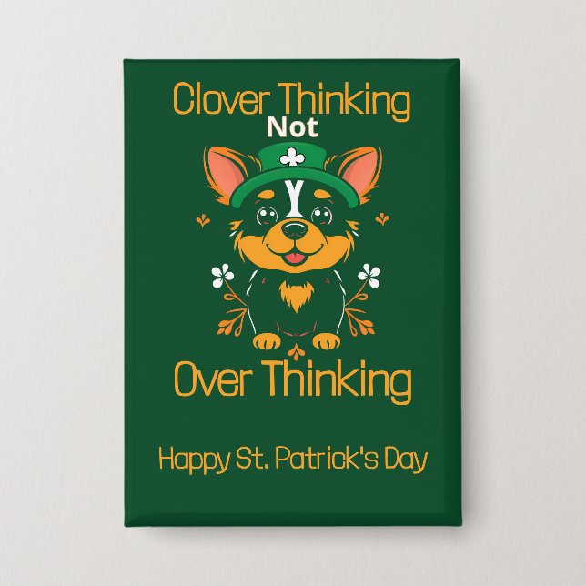 Cute Corgi St. Patrick’s Day Button (Front)