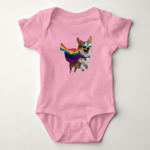Cute Corgi Superhero  Baby Bodysuit