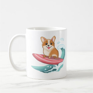 Cute Corgi Surfing Coffee Mug