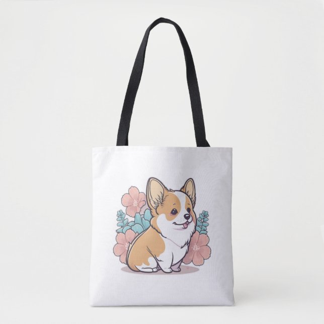 cute corgi  tote bag (Front)