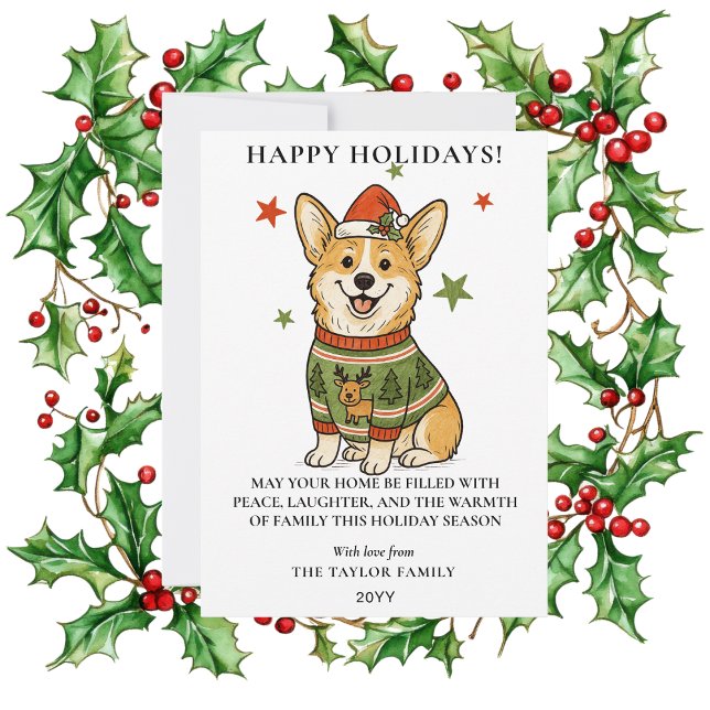 Cute Corgi Ugly Reindeer Sweater Christmas Holiday Card (Cute Corgi Ugly Reindeer Sweater Christmas Holiday Card
)
