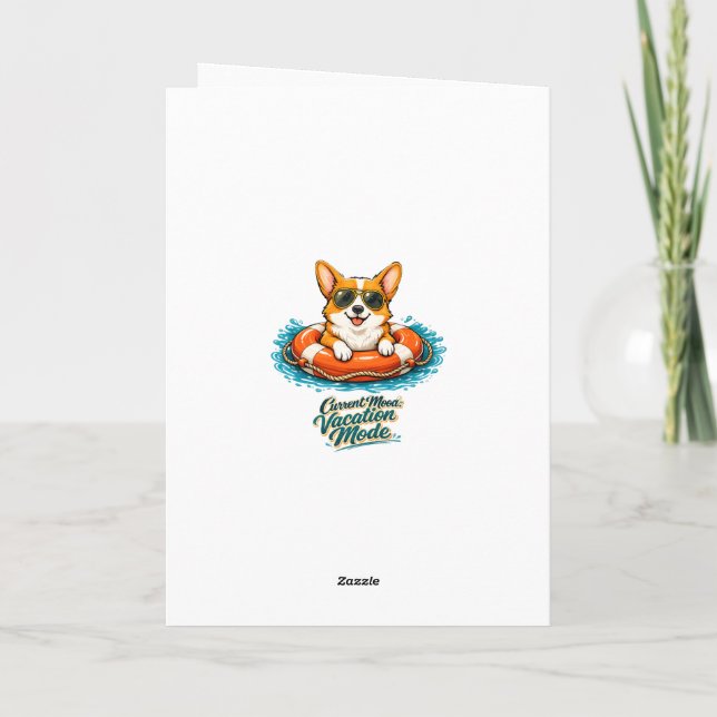 Cute Corgi "Vacation Mode" Summer Design Card (Back)