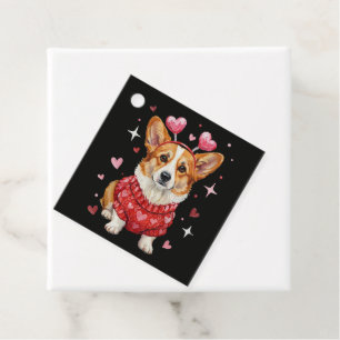 Cute Corgi Valentine Heart Valentines Day Favour Tags