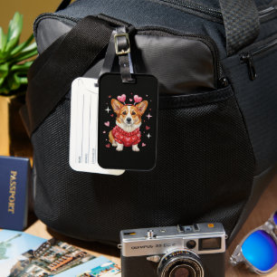 Cute Corgi Valentine Heart Valentines Day Luggage Tag
