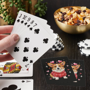 Cute Corgi Valentine Heart Valentines Day Playing Cards