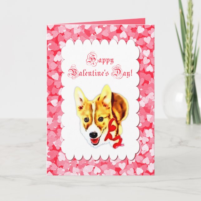 Cute Corgi Valentine's Day Holiday Card (Front)