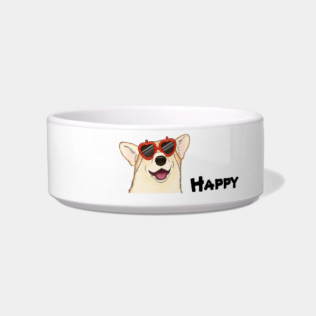 Cute corgi wearing sunglasses bowl (Front)