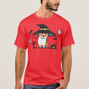 Cute Corgi Witch Spooky Ghost Bat Pumpkin Hallowee T-Shirt