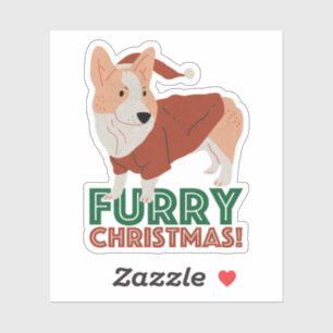Cute Corgi with Christmas Pun: Furry Christmas