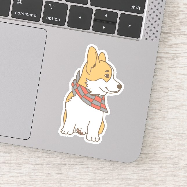 Cute Corgi with Gingham Chequered Bandanna (Detail)