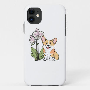 Cute Corgi with Orchidea iPhone 11 Case