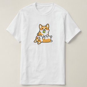 Cute Corgi with Pear on Tired Corgi Funny Dog Art T-Shirt