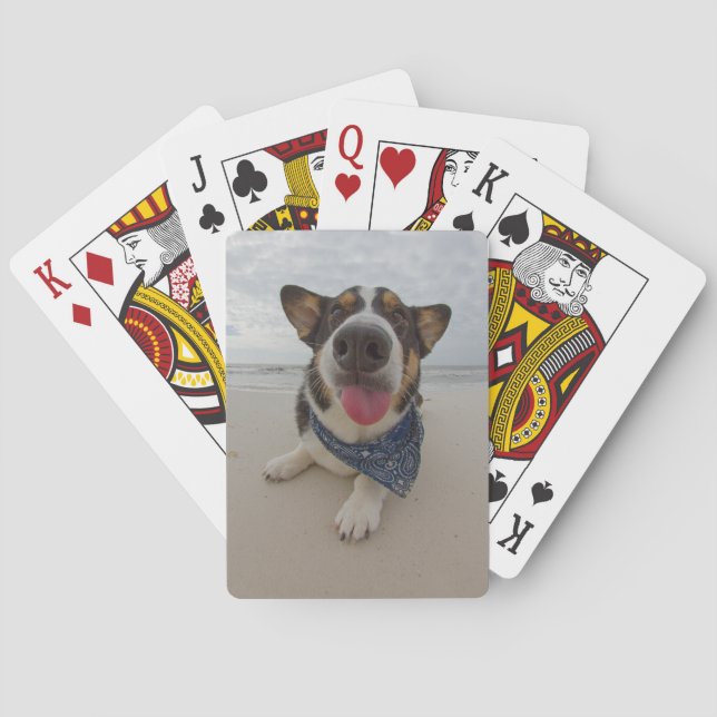 Cute Corgi with Tongue Out Playing Cards (Back)