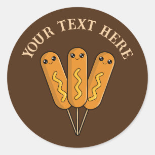 cute corn dog vendors add text classic round sticker
