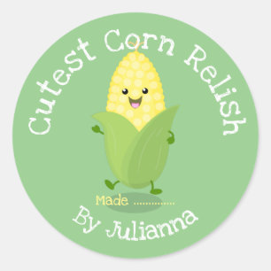 Cute corn relish preserve cartoon label