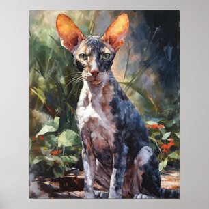 Cute Cornish Rex Cat Art Print Poster