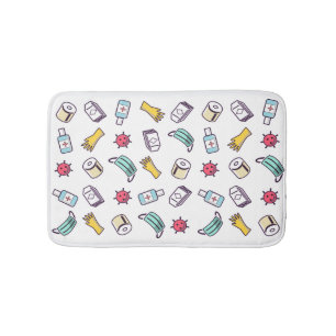 Cute Coronavirus Covid 19 Toilet Paper Gloves Bath Mat