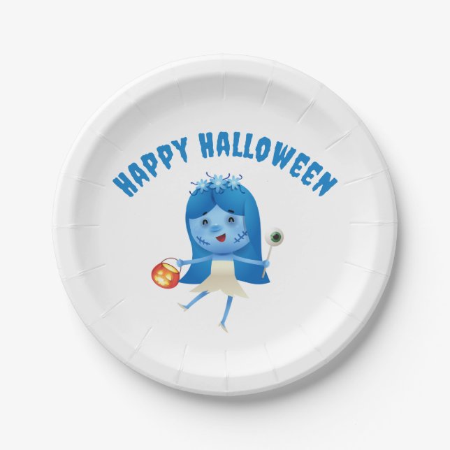 Cute Corpse Bride Halloween  Paper Plate (Front)