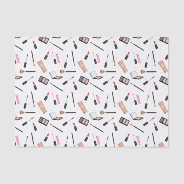 Cute Cosmetics Items Scattered Pattern Tissue Paper (Front)
